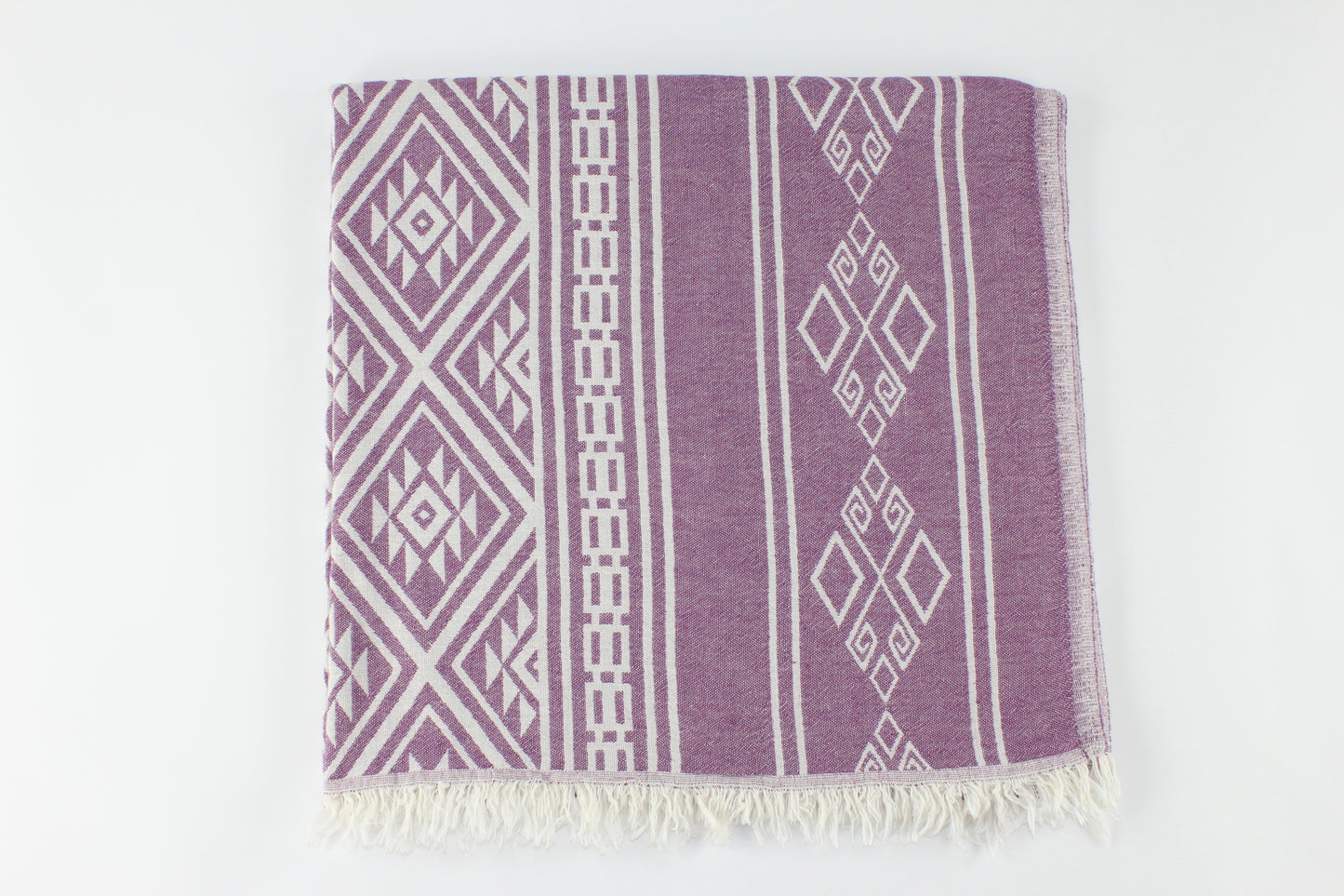 Premium Turkish Double Layer Kilim Towel Peshtemal Fouta (Purple)