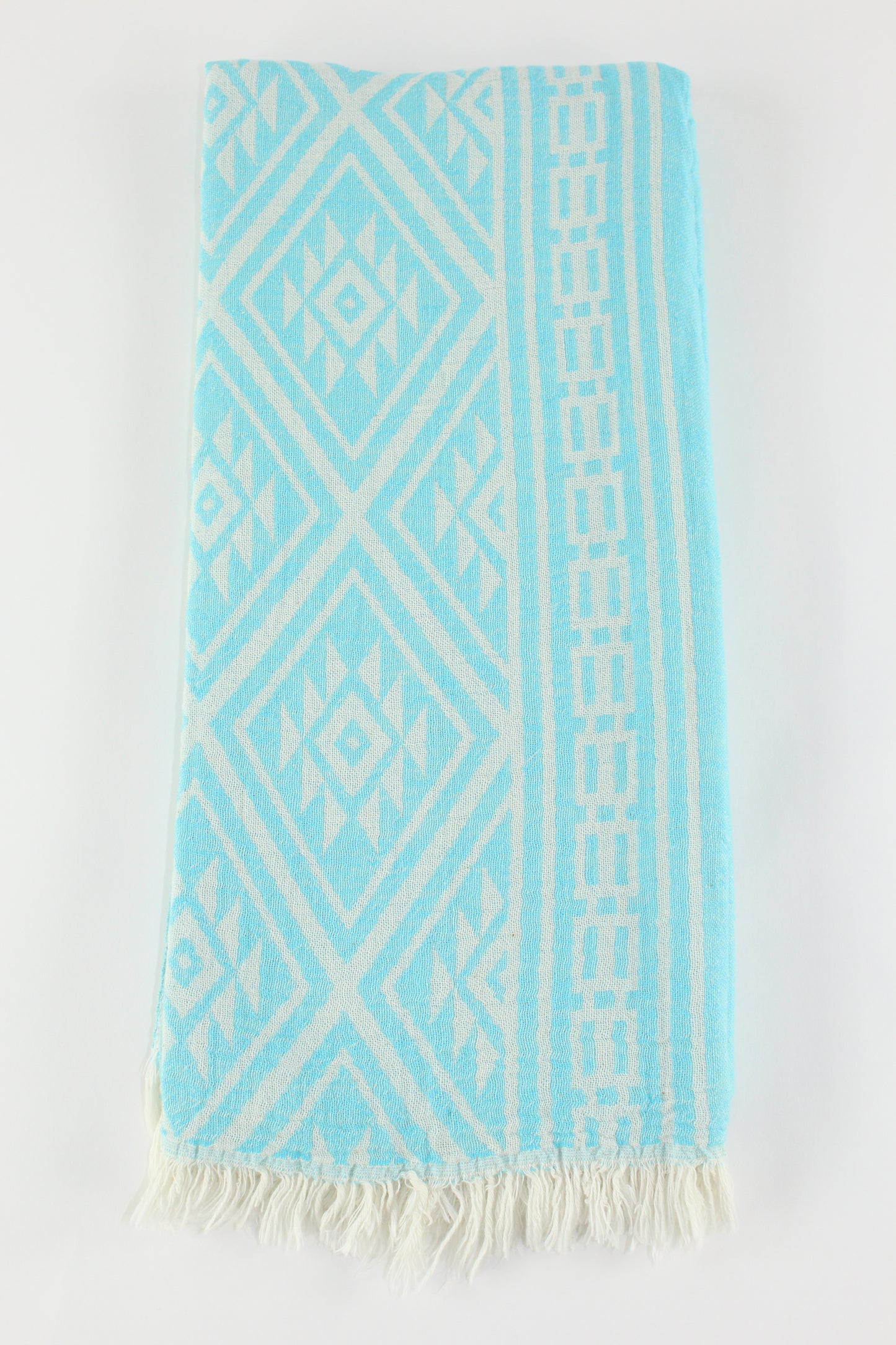 Premium Turkish Double Layer Kilim Towel Peshtemal Fouta (Turquoise Blue)