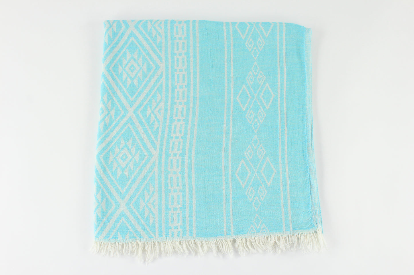 Premium Turkish Double Layer Kilim Towel Peshtemal Fouta (Turquoise Blue)