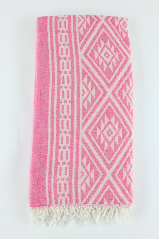 Premium Turkish Double Layer Kilim Towel Peshtemal Fouta (Pink)