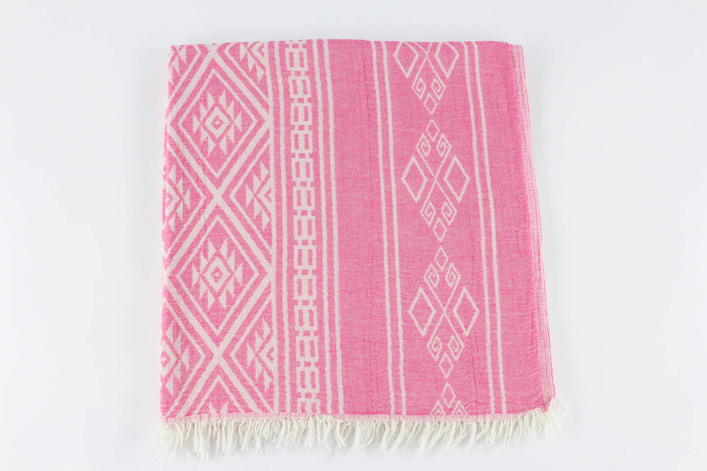 Premium Turkish Double Layer Kilim Towel Peshtemal Fouta (Pink)