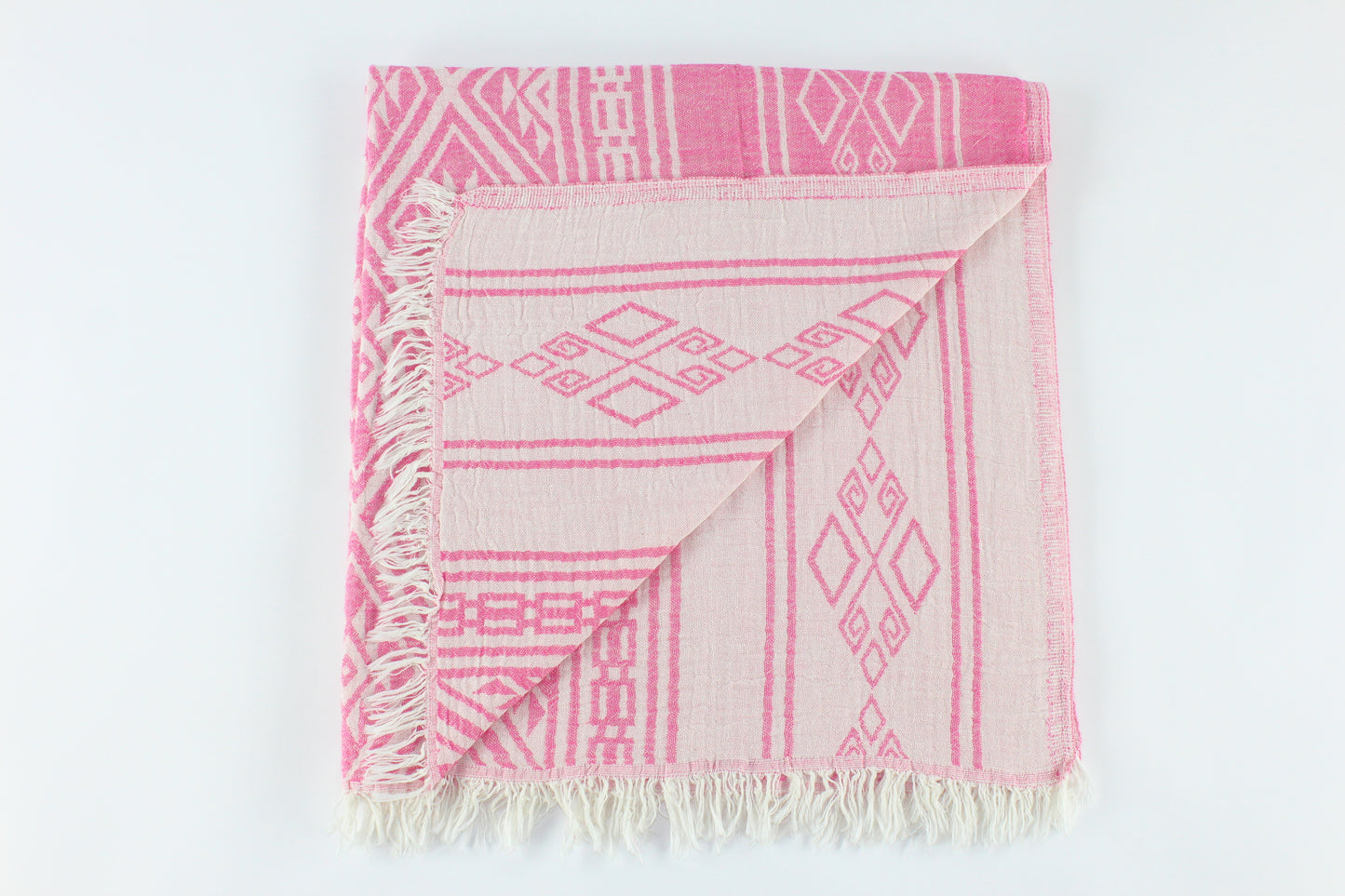 Premium Turkish Double Layer Kilim Towel Peshtemal Fouta (Pink)