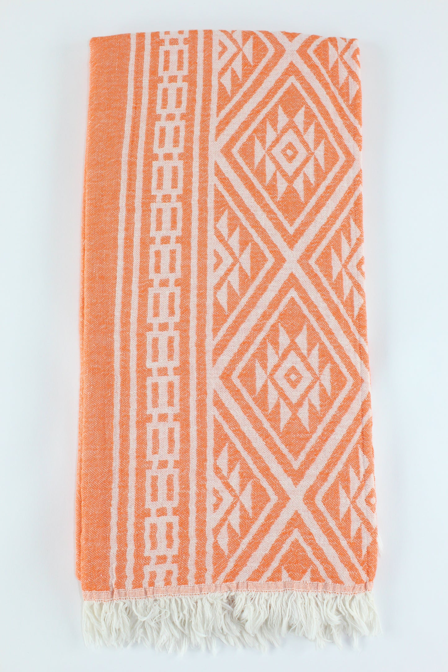 Premium Turkish Double Layer Kilim Towel Peshtemal Fouta (Orange)