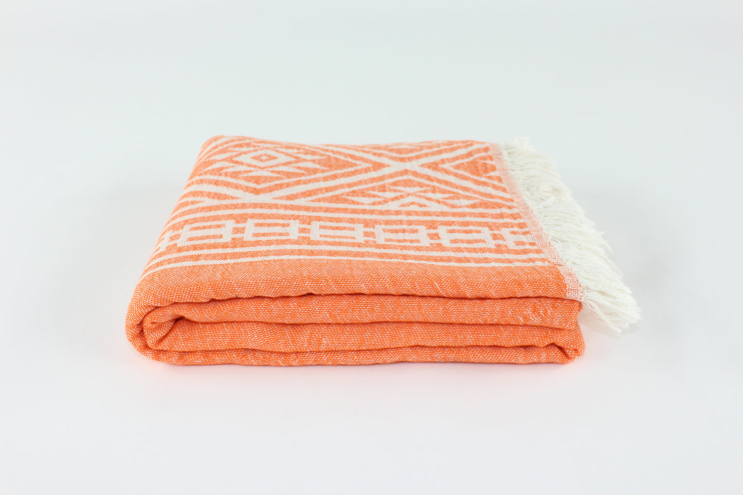 Premium Turkish Double Layer Kilim Towel Peshtemal Fouta (Orange)