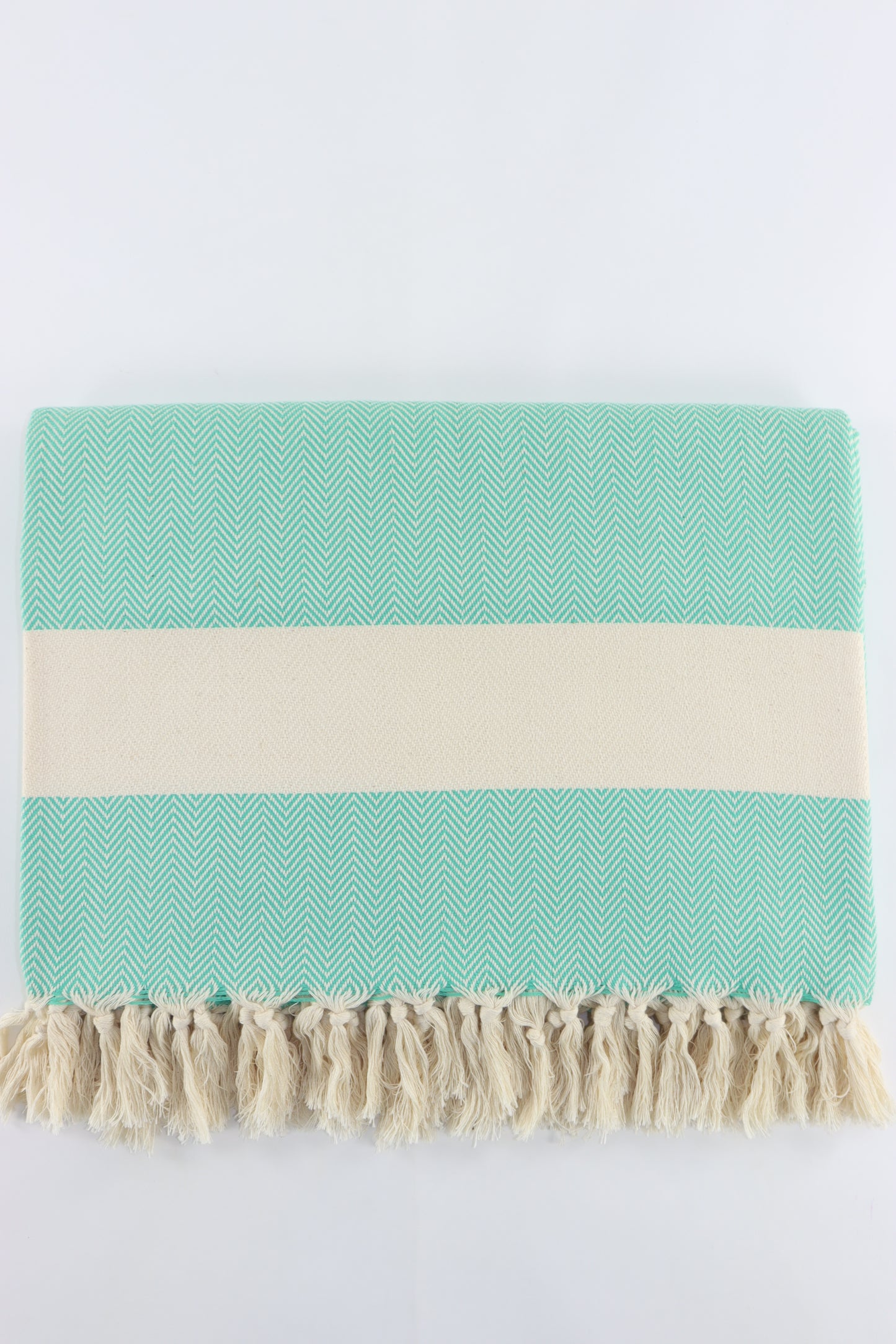 Premium Turkish Herringbone Blanket Throw (Seafoam Green)