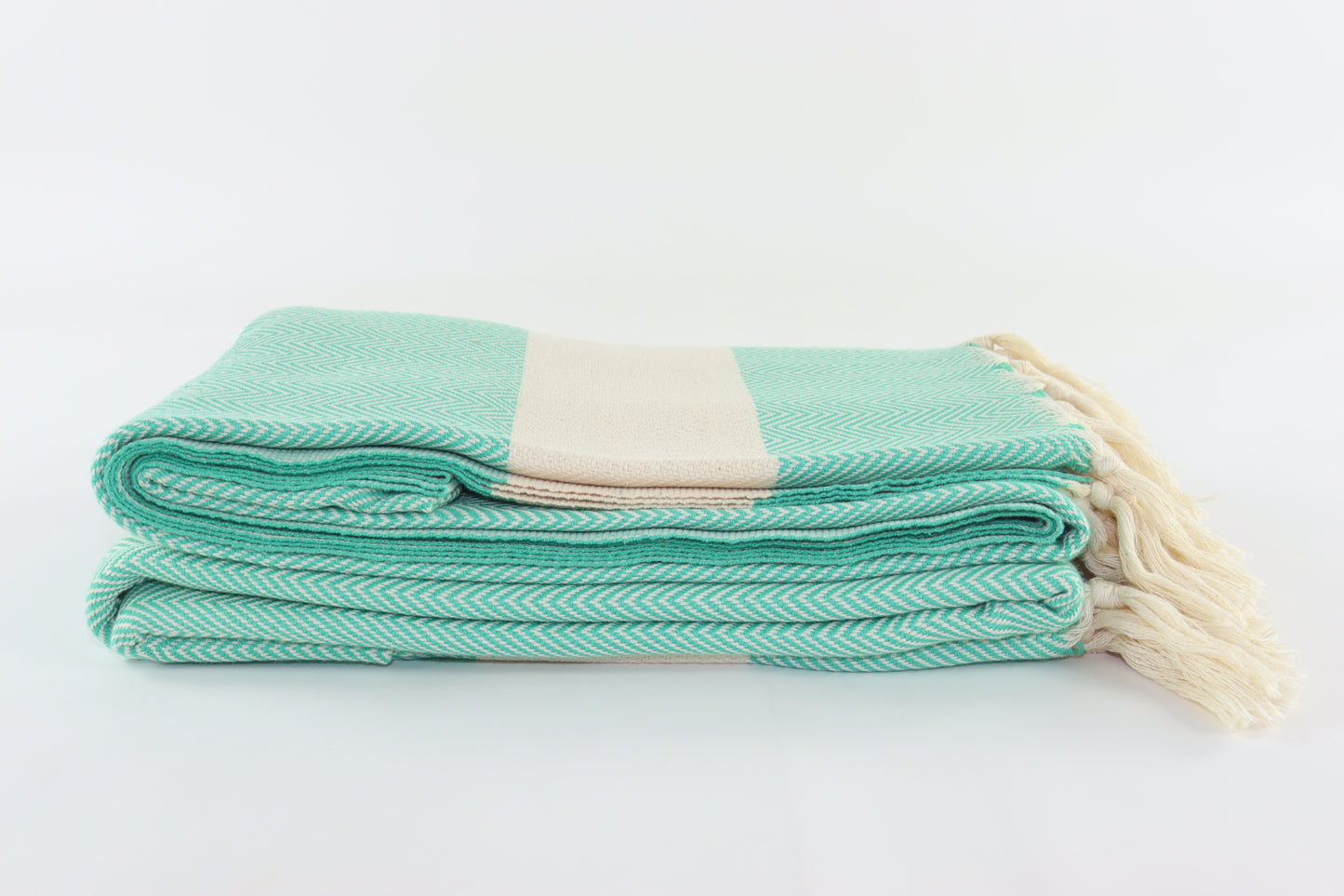 Premium Turkish Herringbone Blanket Throw (Seafoam Green)