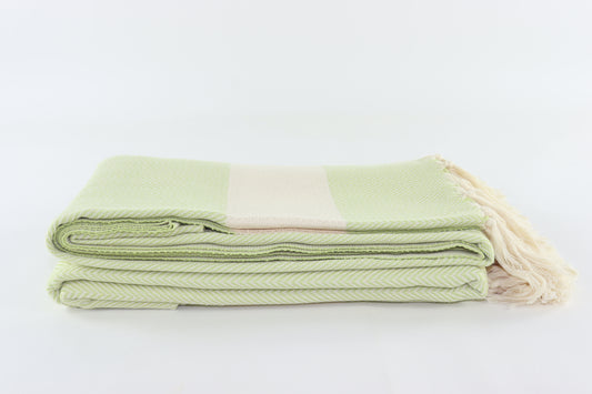 Premium Turkish Herringbone Blanket Throw (Pistachio Green)