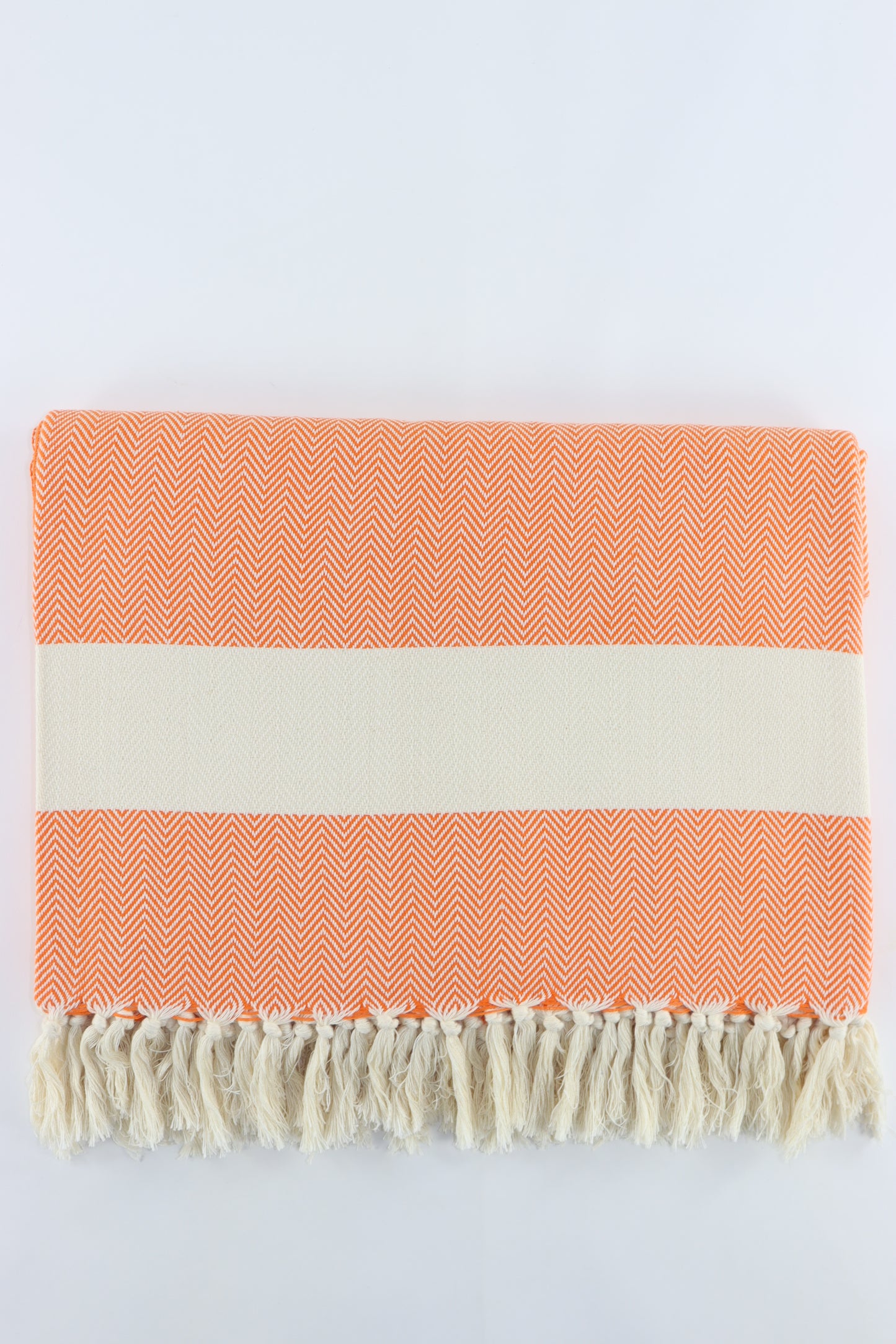 Premium Turkish Herringbone Blanket Throw (Orange)