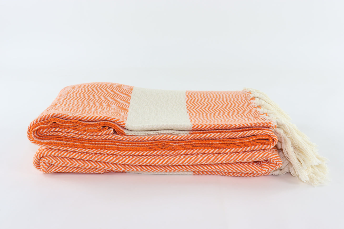 Premium Turkish Herringbone Blanket Throw (Orange)