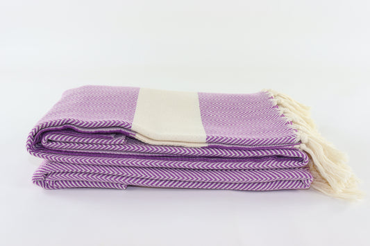 Premium Turkish Herringbone Blanket Throw (Purple)