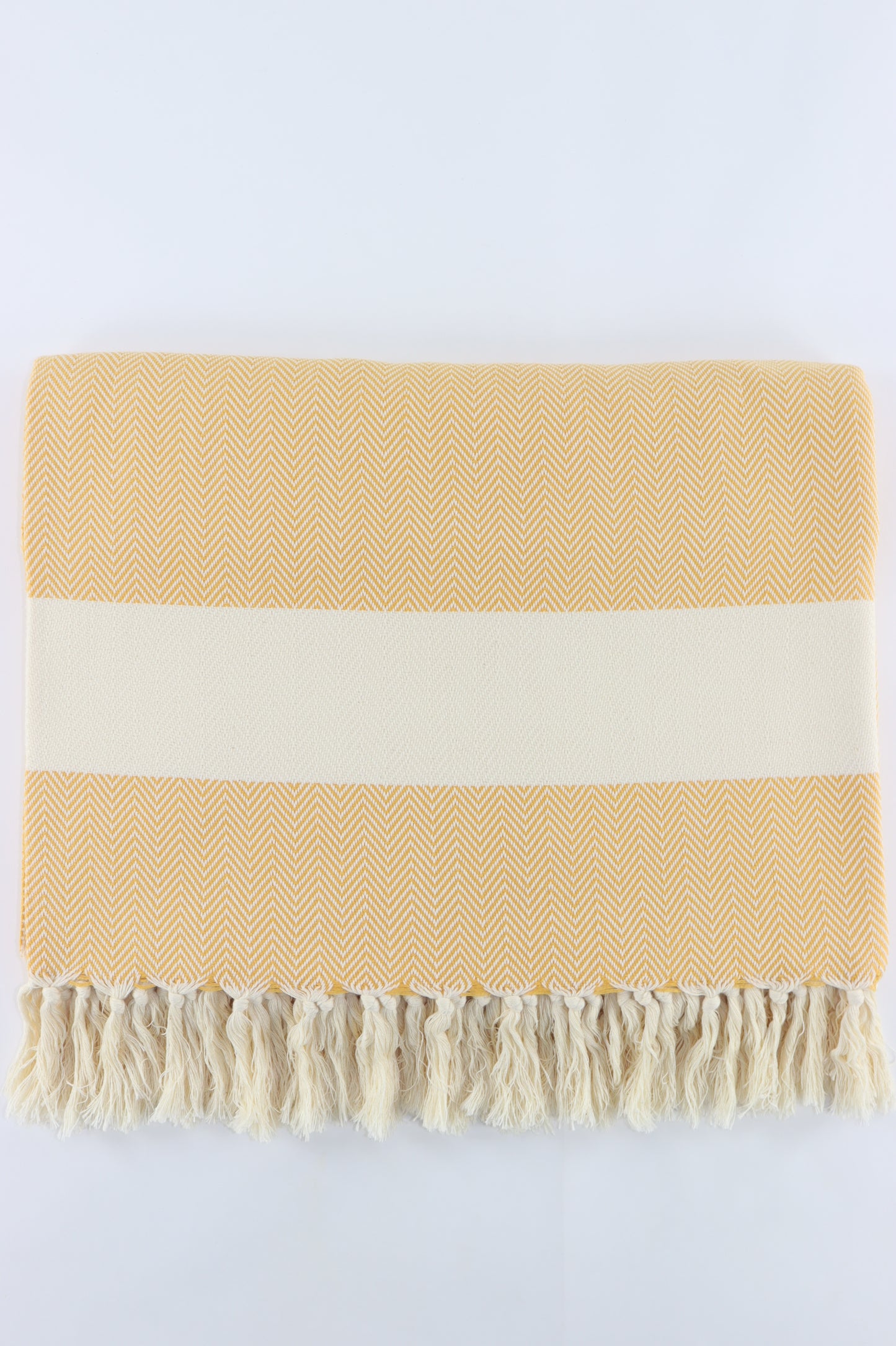 Premium Turkish Herringbone Blanket Throw (Mustard)