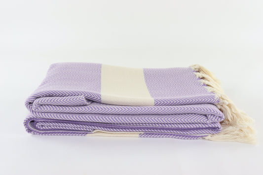 Premium Turkish Herringbone Blanket Throw (Lilac)