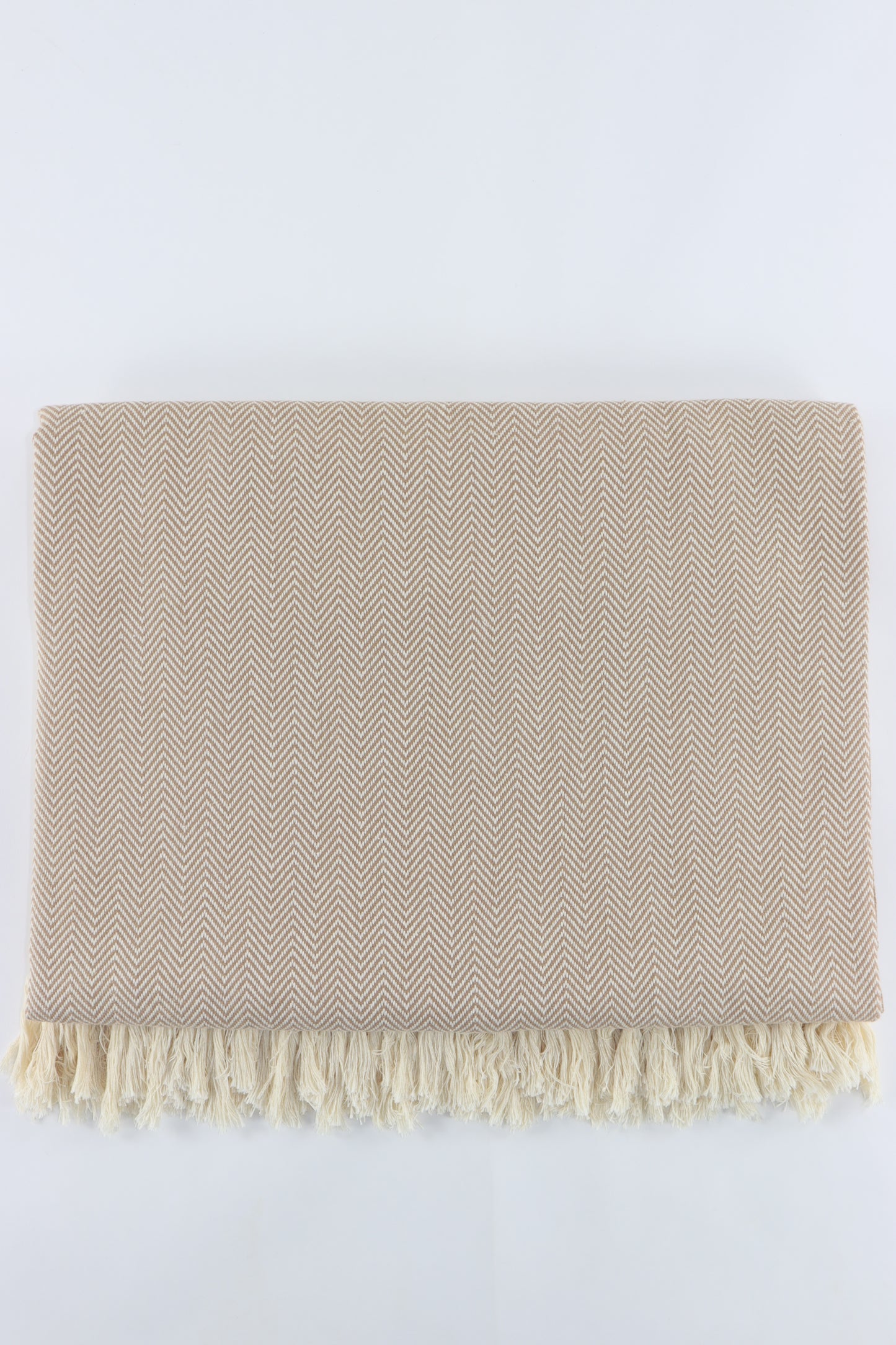 Premium Turkish Herringbone Blanket Throw (Light Brown)