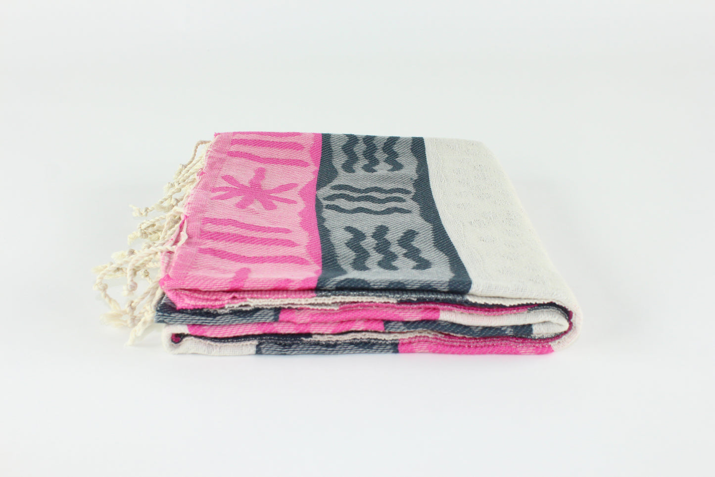 Premium Turkish Towel Peshtemal Fouta (Pink & Black & Beige)