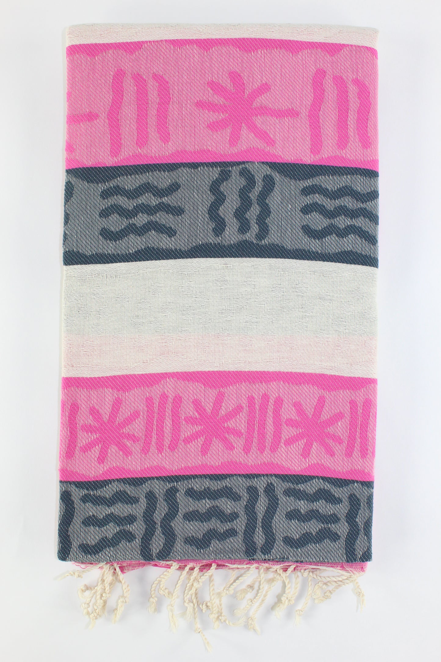 Premium Turkish Towel Peshtemal Fouta (Pink & Black & Beige)