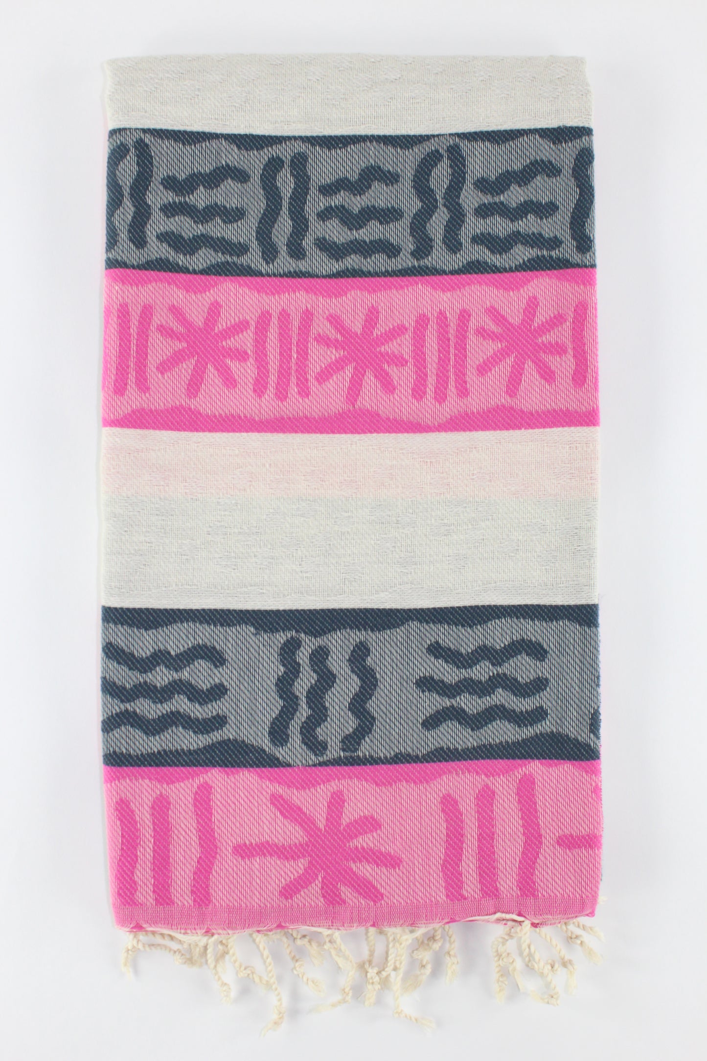 Premium Turkish Towel Peshtemal Fouta (Pink & Black & Beige)