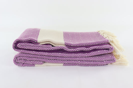 Premium Turkish Diamond Blanket Throw (Purple)