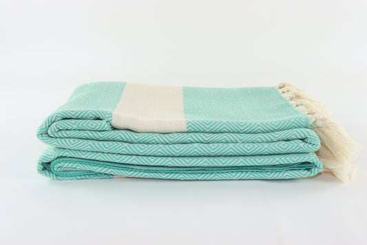 Premium Turkish Diamond Blanket Throw (Seafoam Green)