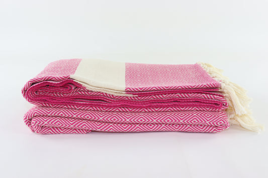 Premium Turkish Diamond Blanket Throw (Fuchsia)