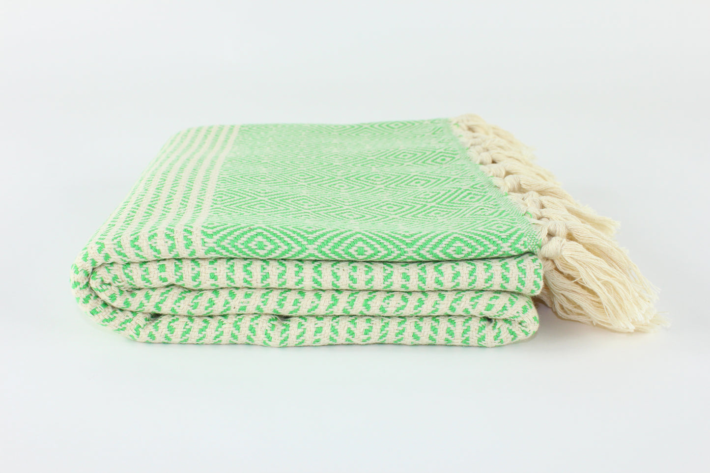 Premium Turkish Striped Diamond Towel Peshtemal Fouta (Green)