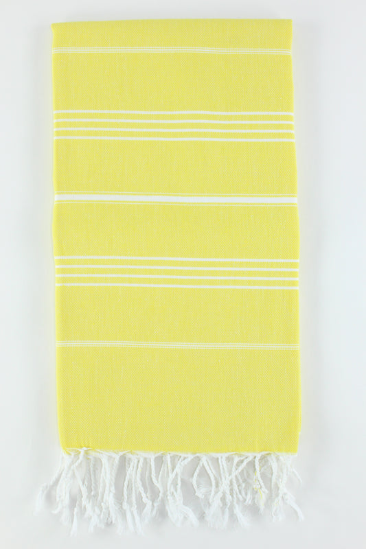 Premium Turkish Classic Striped Towel Peshtemal Fouta (Yellow)