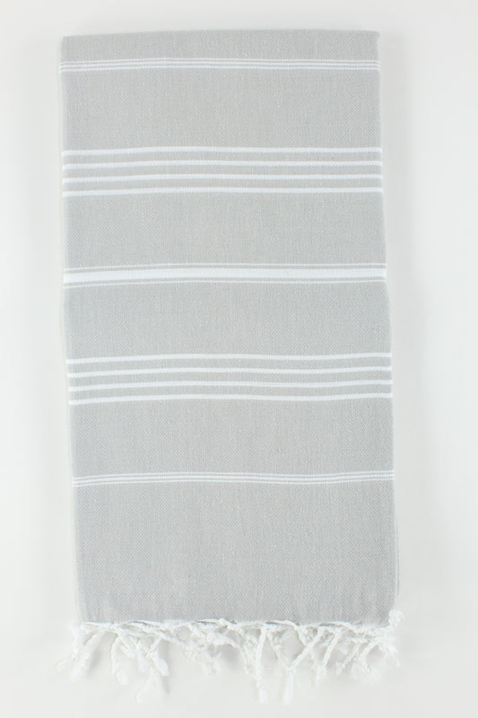 Premium Turkish Classic Striped Towel Peshtemal Fouta (Light Gray)