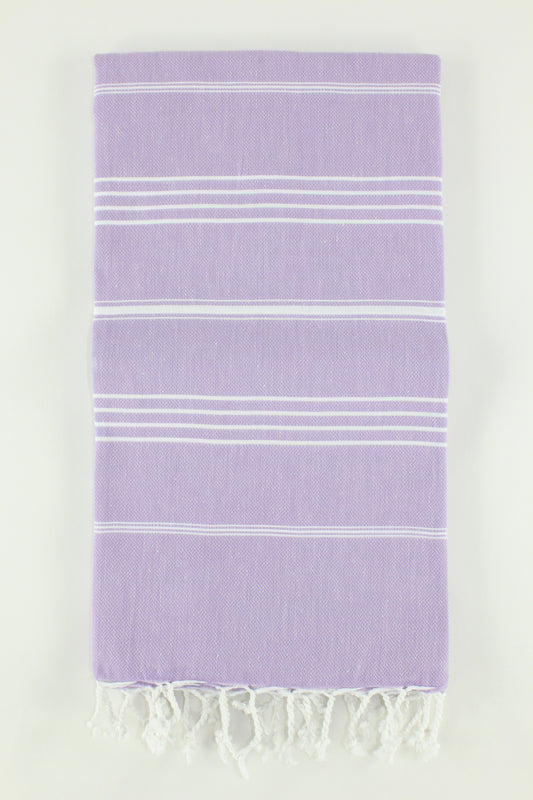 Premium Turkish Classic Striped Towel Peshtemal Fouta (Lilac)