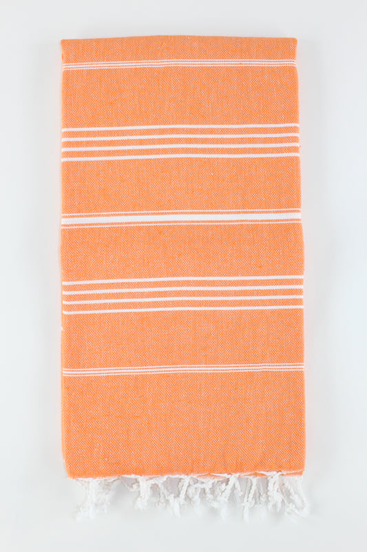 Premium Turkish Classic Striped Towel Peshtemal Fouta (Orange)