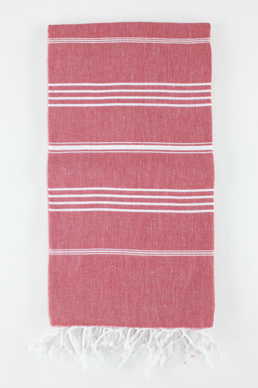 Premium Turkish Classic Striped Towel Peshtemal Fouta (Red)