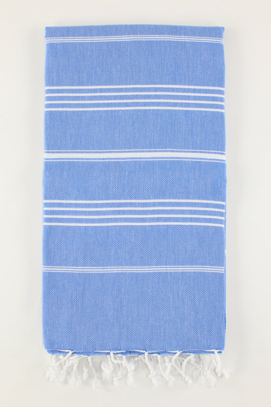 Premium Turkish Classic Striped Towel Peshtemal Fouta (Royal Blue)