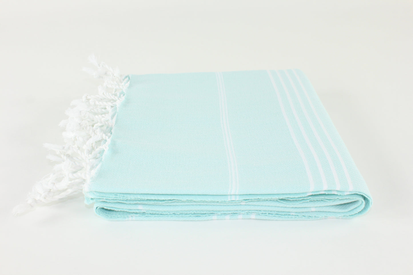 Premium Turkish Classic Striped Towel Peshtemal Fouta (Light Turquoise)