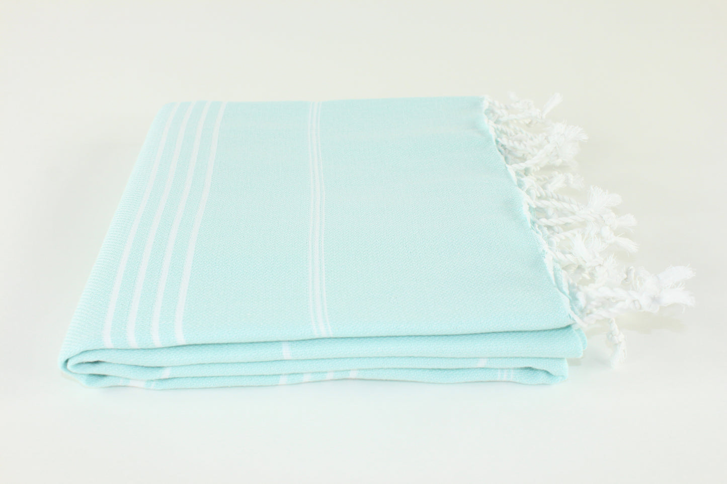 Premium Turkish Classic Striped Towel Peshtemal Fouta (Light Turquoise)