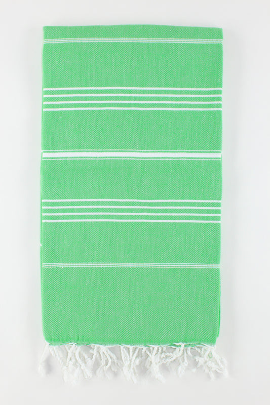 Premium Turkish Classic Striped Towel Peshtemal Fouta (Benetton Green)