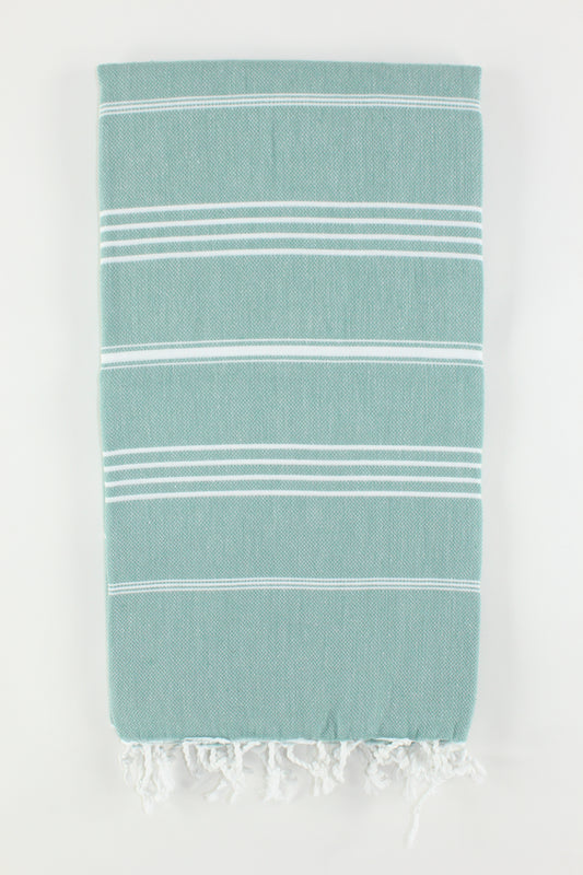 Premium Turkish Classic Striped Towel Peshtemal Fouta (Eucalyptus)