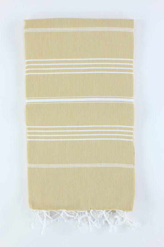 Premium Turkish Classic Striped Towel Peshtemal Fouta (Mustard)