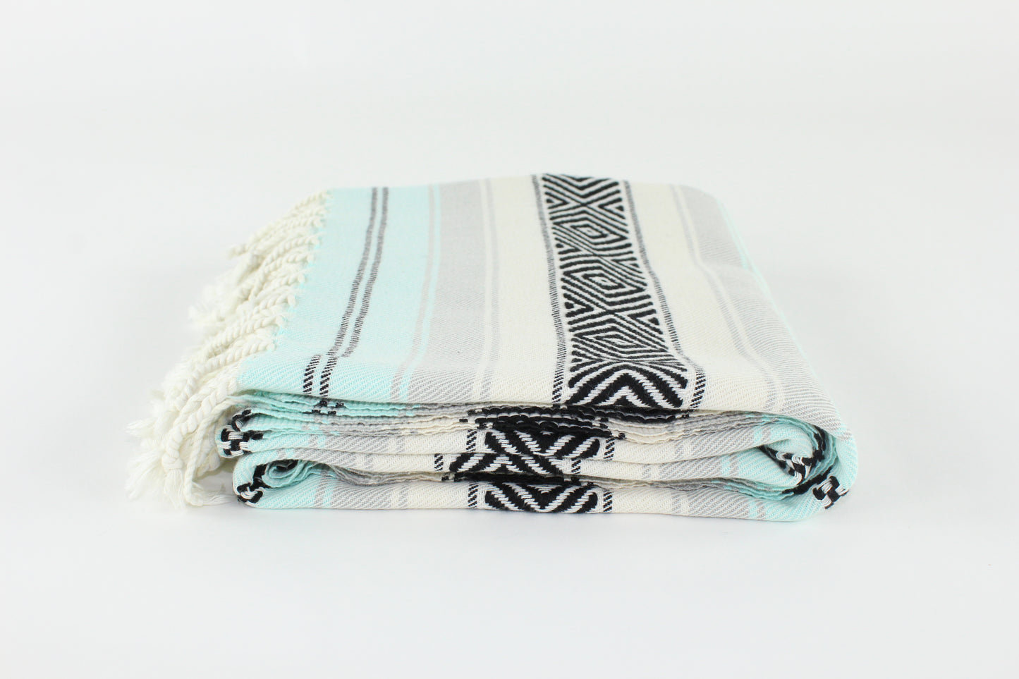 Premium Turkish Diamond Harmony Towel Peshtemal Fouta (Mint & Black & Gray)