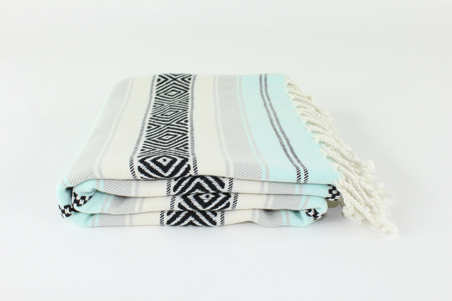 Premium Turkish Diamond Harmony Towel Peshtemal Fouta (Mint & Black & Gray)