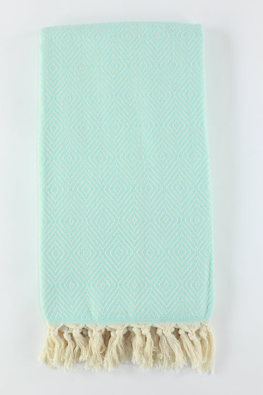 Premium Turkish Plain Diamond Towel Peshtemal Fouta (Mint)