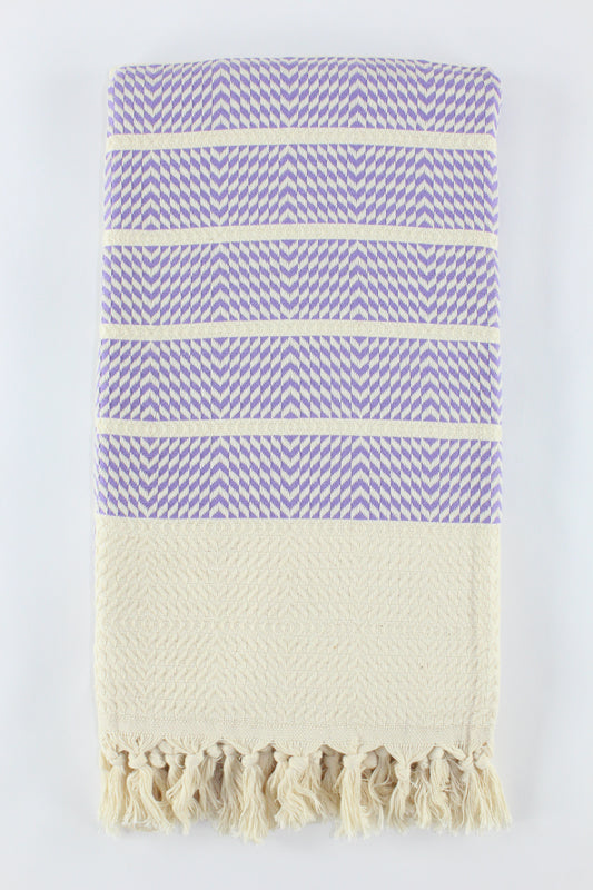 Premium Turkish Herringbone Towel Peshtemal Fouta (Lilac)