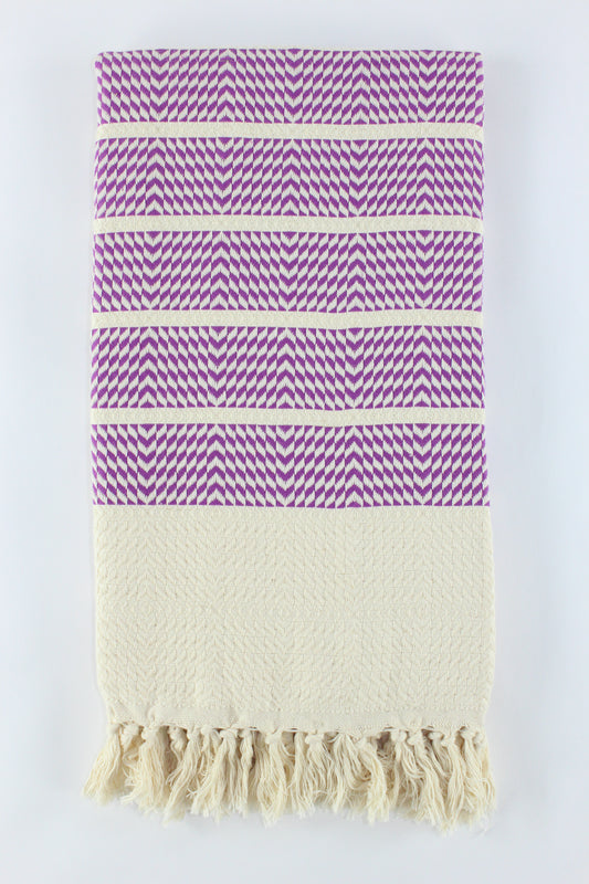 Premium Turkish Herringbone Towel Peshtemal Fouta (Purple)