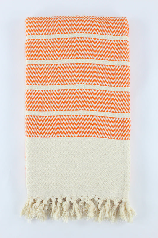 Premium Turkish Herringbone Towel Peshtemal Fouta (Orange)