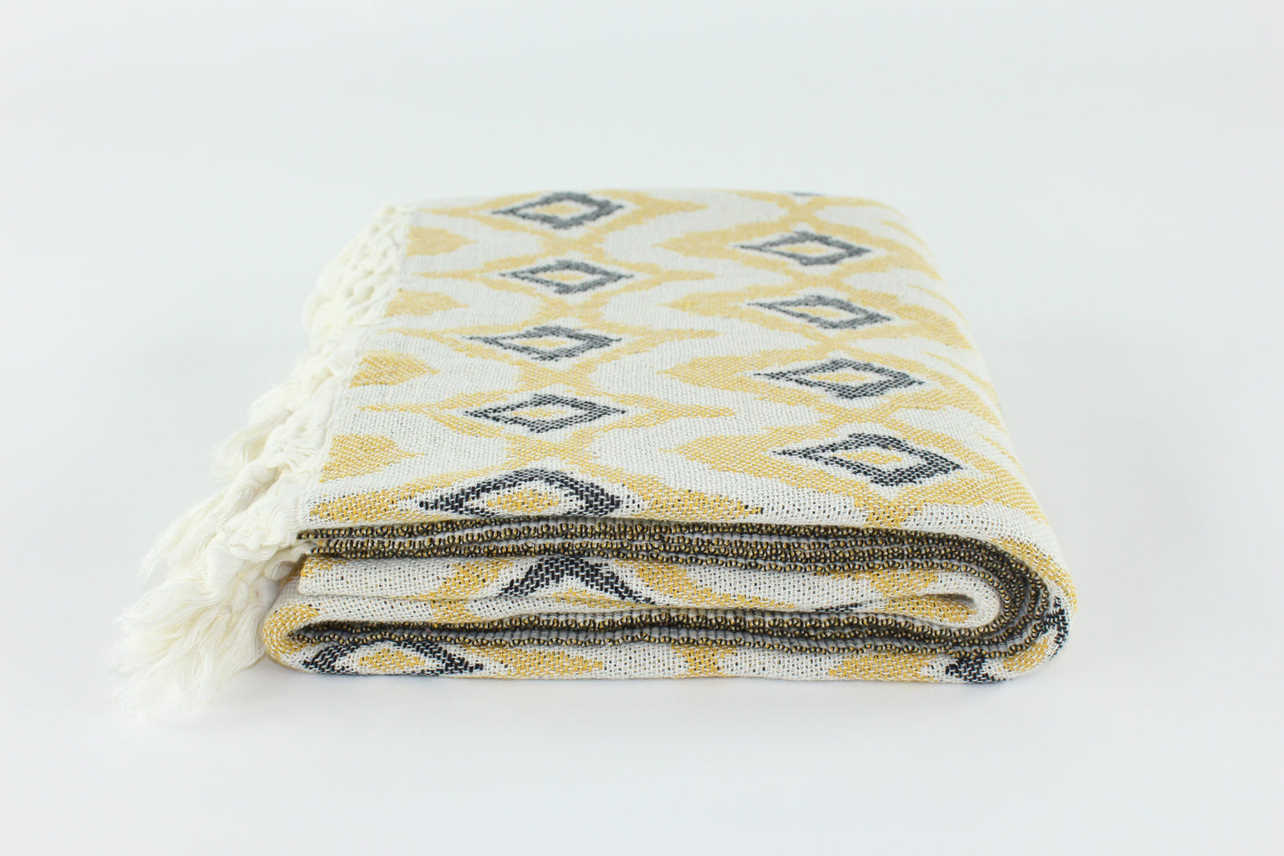 Premium Turkish Diamond Towel Peshtemal Fouta (Yellow & Black)