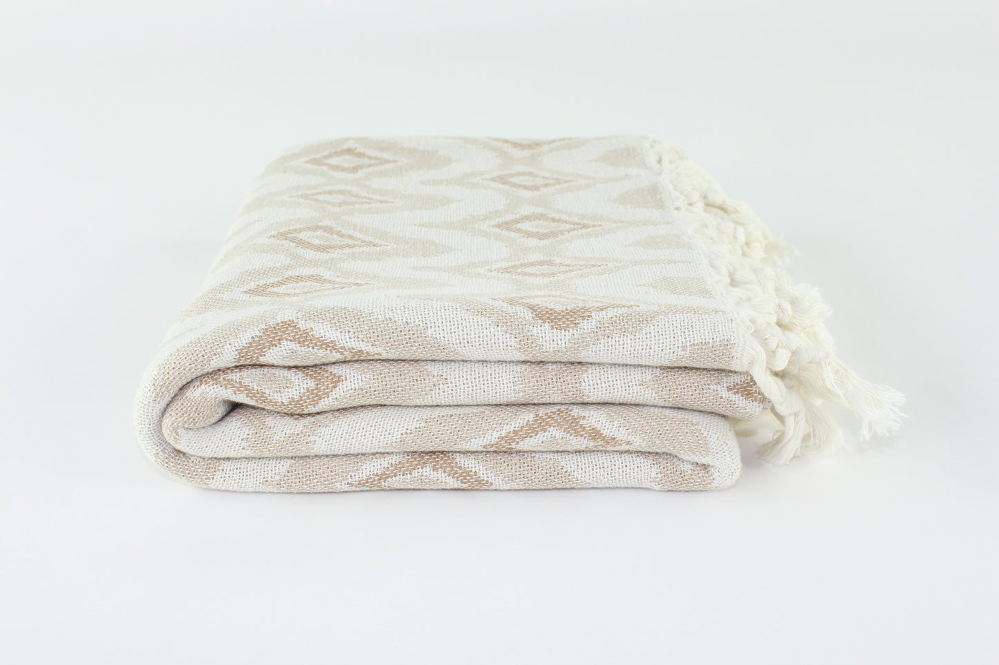 Premium Turkish Diamond Towel Peshtemal Fouta (Beige)