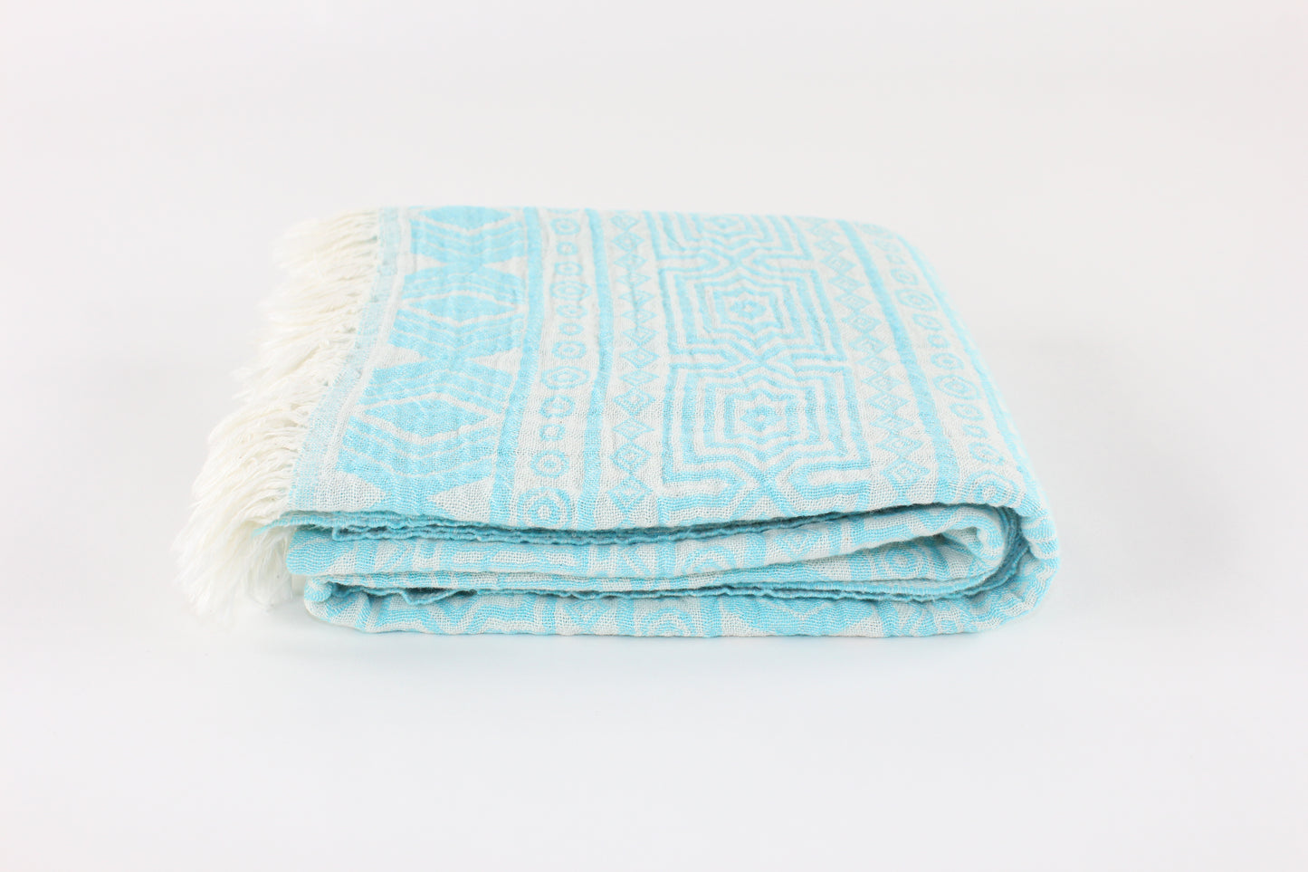 Premium Turkish Double Layer Kilim Towel Peshtemal Fouta (Light Blue)