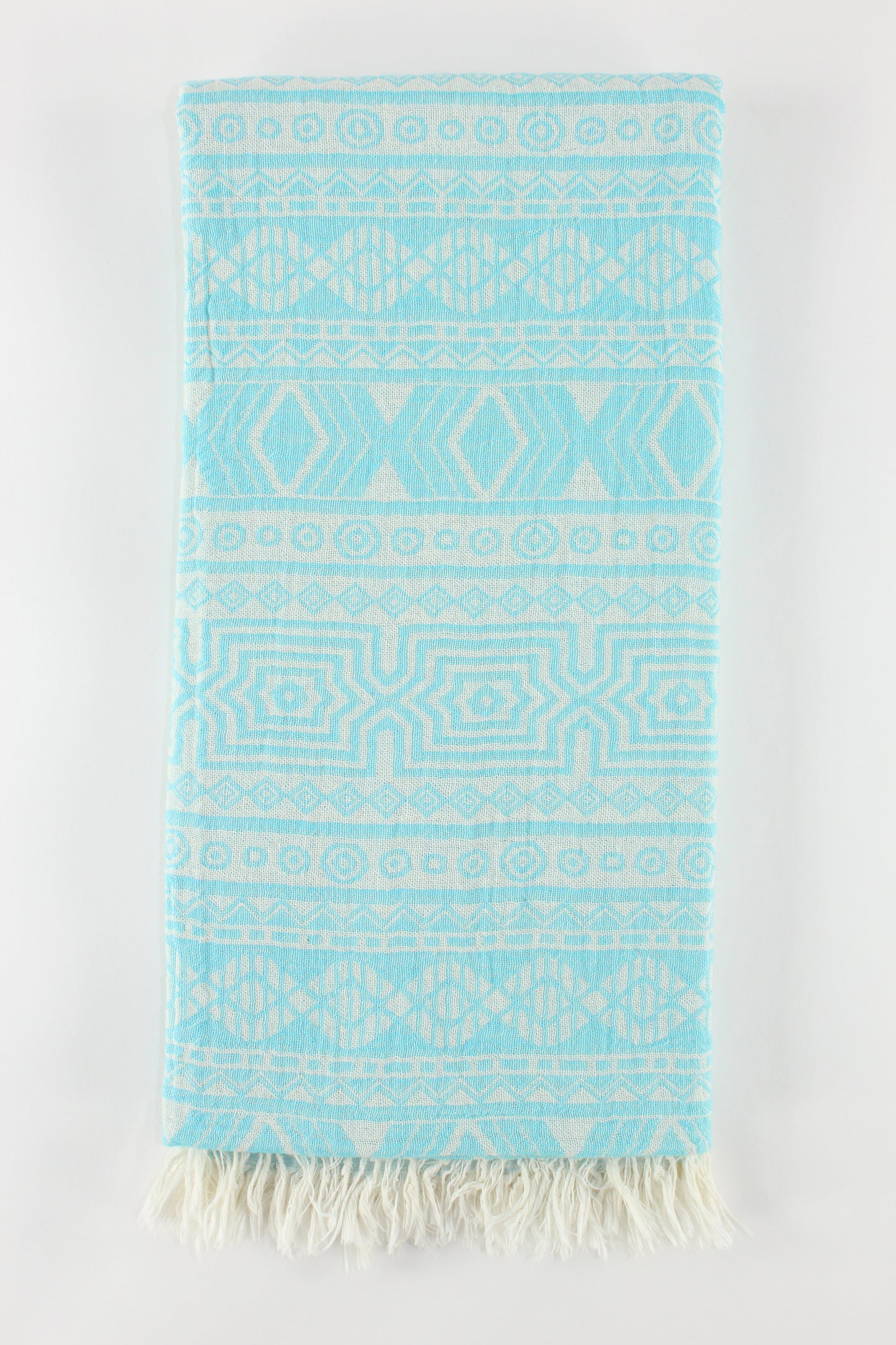 Premium Turkish Double Layer Kilim Towel Peshtemal Fouta (Light Blue)