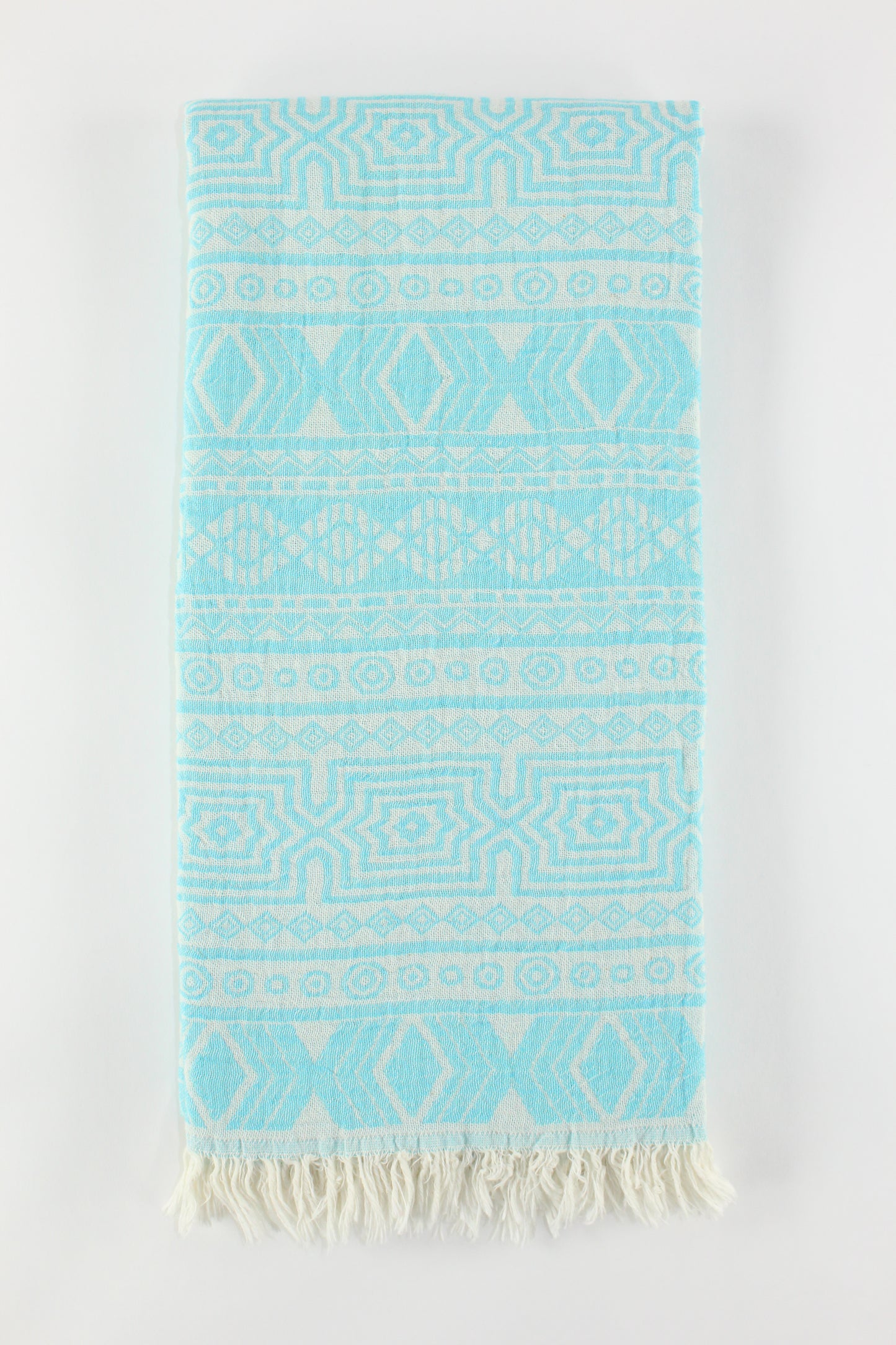 Premium Turkish Double Layer Kilim Towel Peshtemal Fouta (Light Blue)