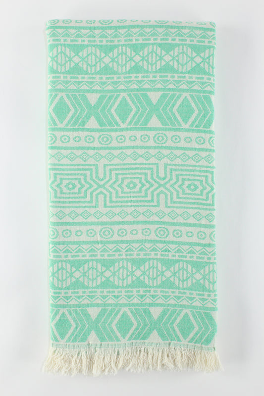 Premium Turkish Double Layer Kilim Towel Peshtemal Fouta (Seafoam Green)