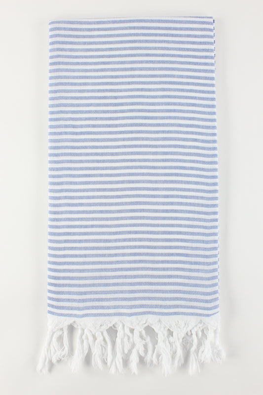 Premium Turkish Full Thin Striped Towel Peshtemal Fouta (Navy Blue)