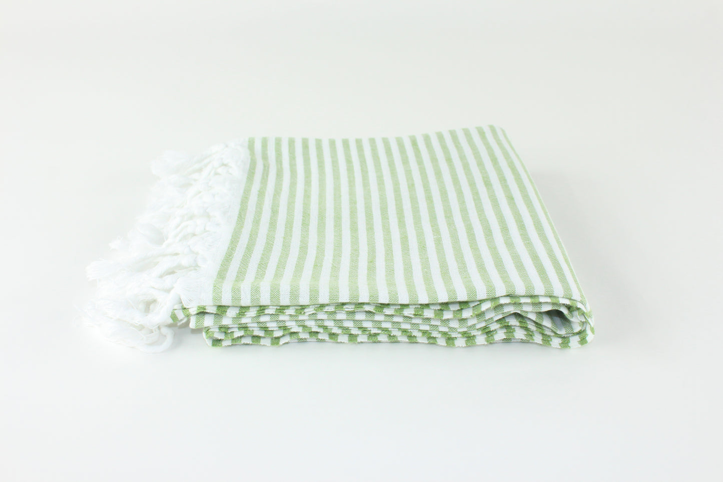 Premium Turkish Full Thin Striped Towel Peshtemal Fouta (Olive Green)