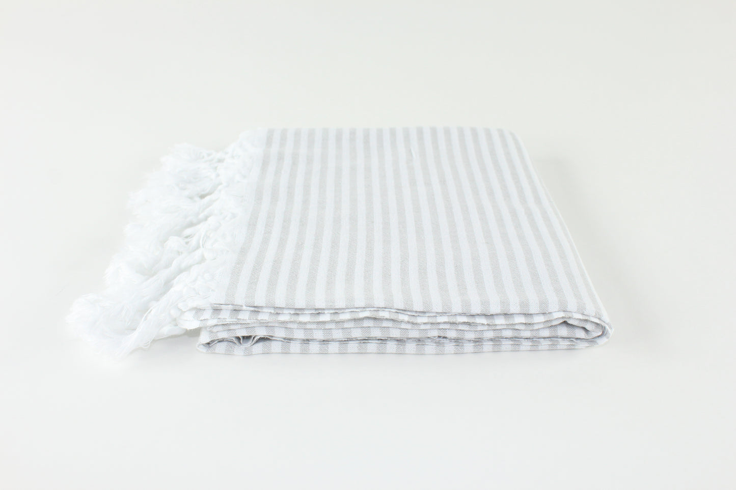 Premium Turkish Full Thin Striped Towel Peshtemal Fouta (Light Gray)